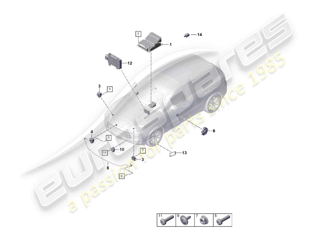 a part diagram from the porsche 2024 (cayenne e3 pa) parts catalogue