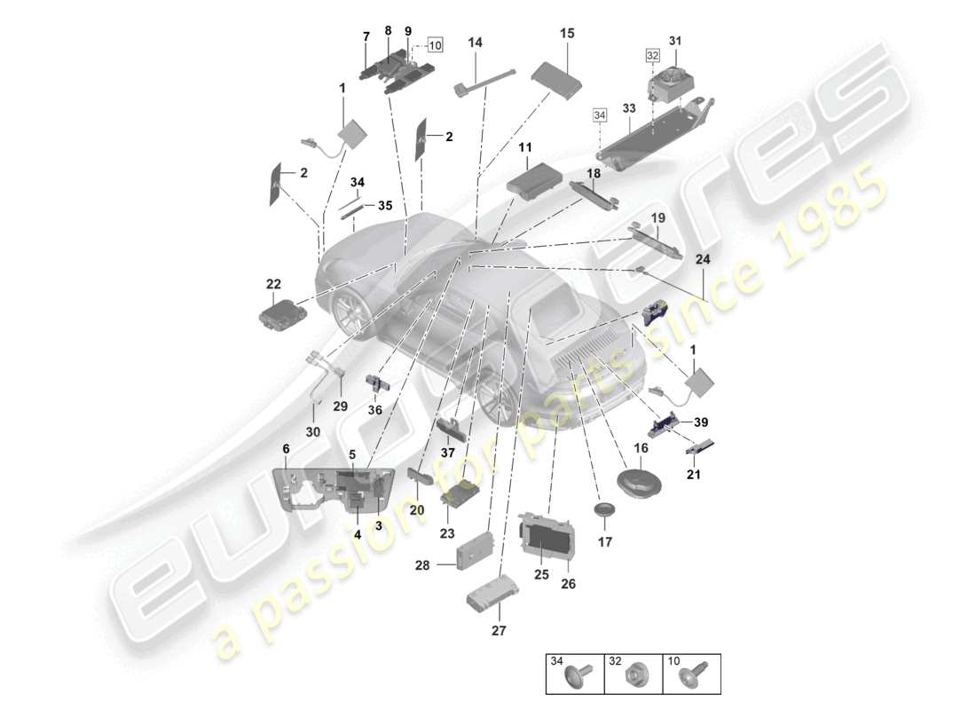 a part diagram from the porsche 992 parts catalogue