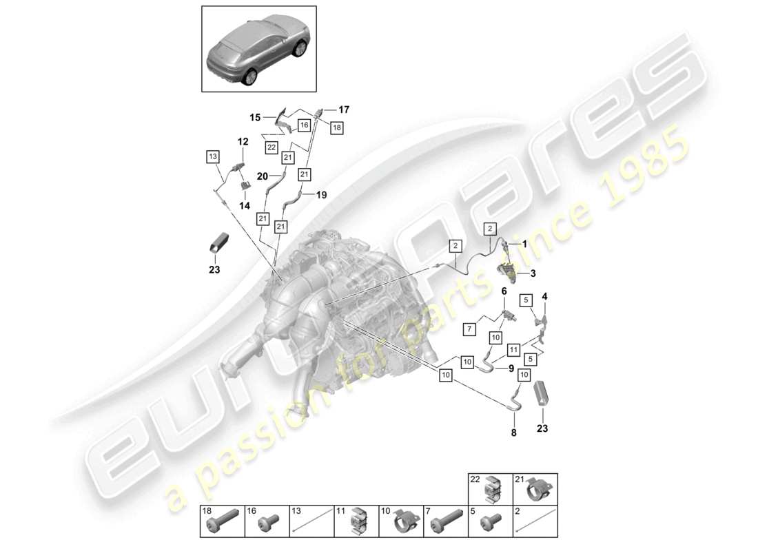a part diagram from the porsche 2022 (macan) parts catalogue