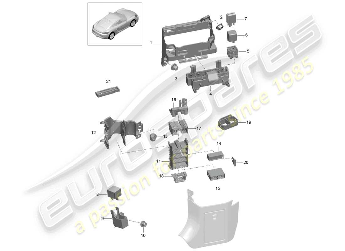 a part diagram from the porsche cayman parts catalogue