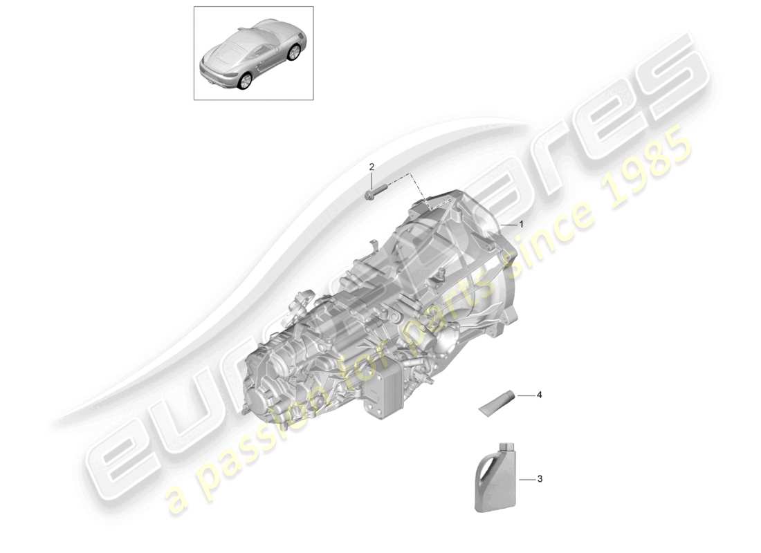 a part diagram from the porsche 2021 (718 cayman) parts catalogue