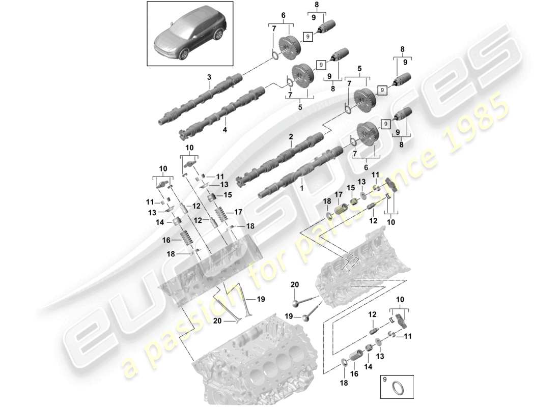a part diagram from the porsche 2024 (cayenne e3 9ya/9yb) parts catalogue