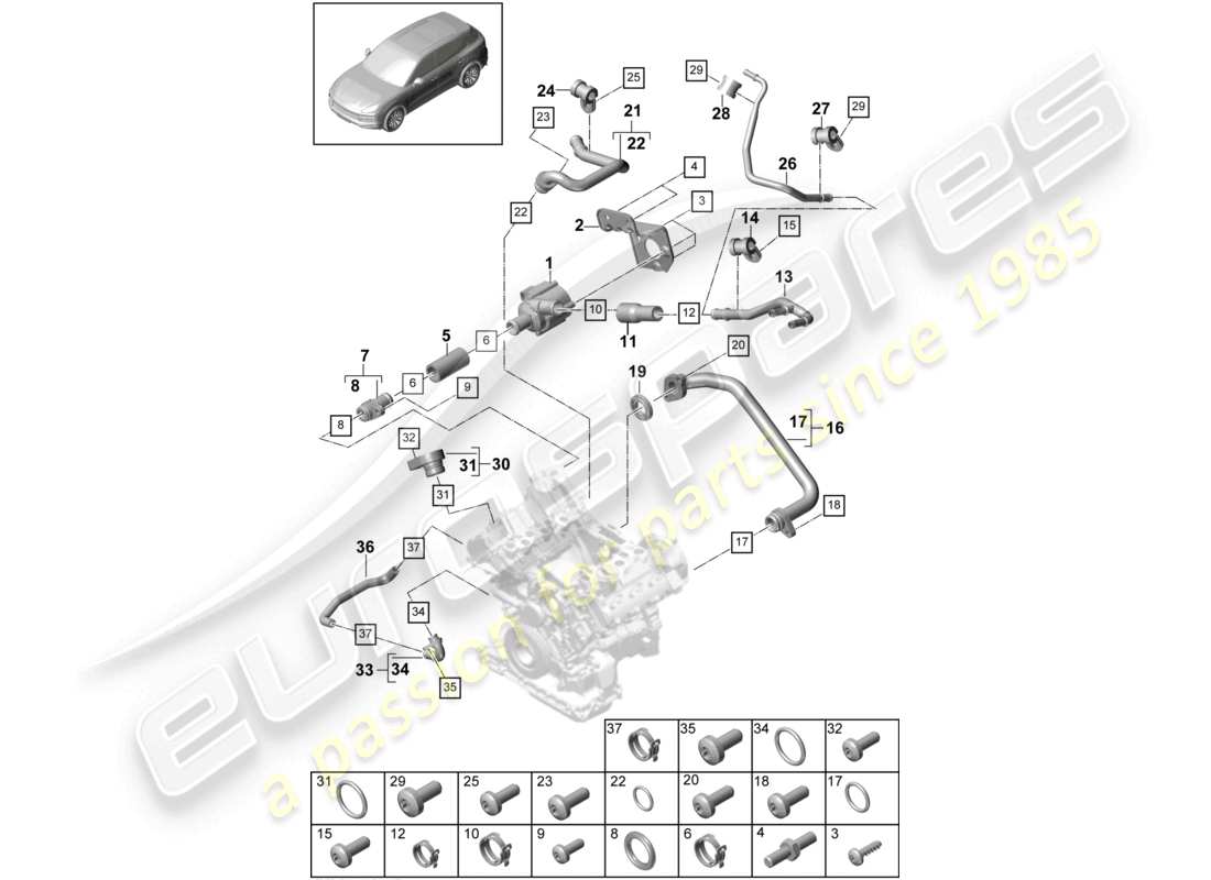 a part diagram from the porsche 2024 (cayenne e3 9ya/9yb) parts catalogue