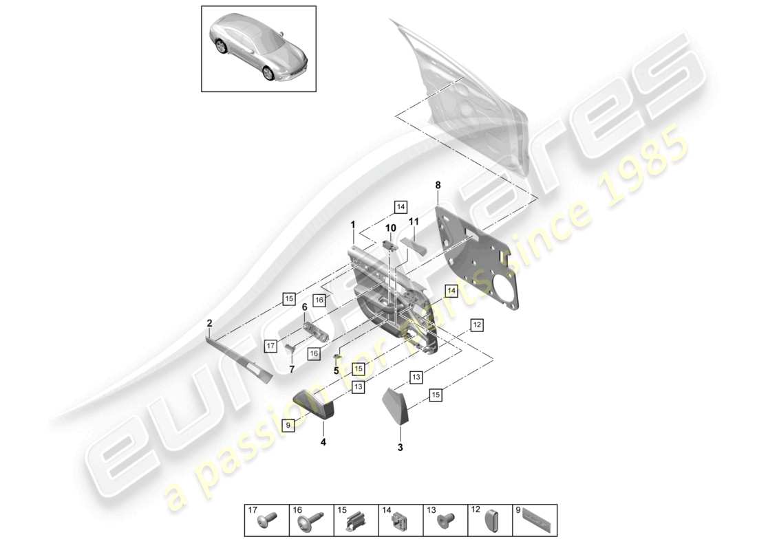 VIEW PARTS DIAGRAMS FROM THE PORSCHE PANAMERA PARTS CATALOGUE a part diagram from the porsche panamera parts catalogue