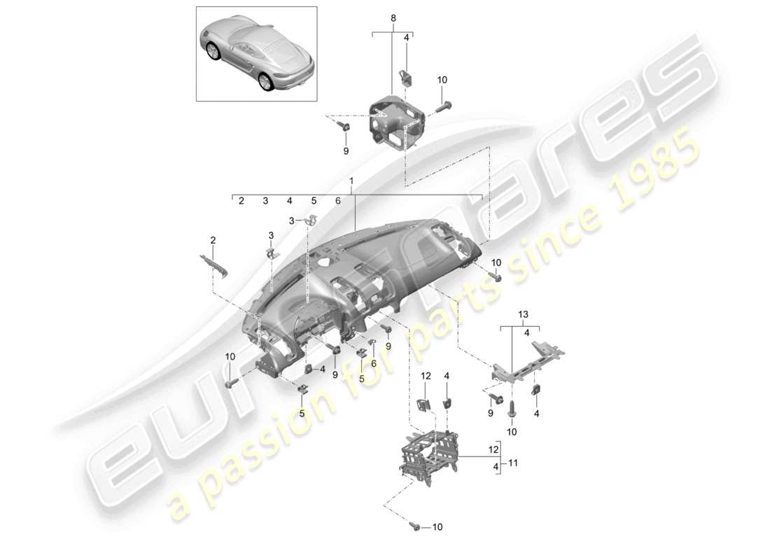 a part diagram from the porsche cayman parts catalogue