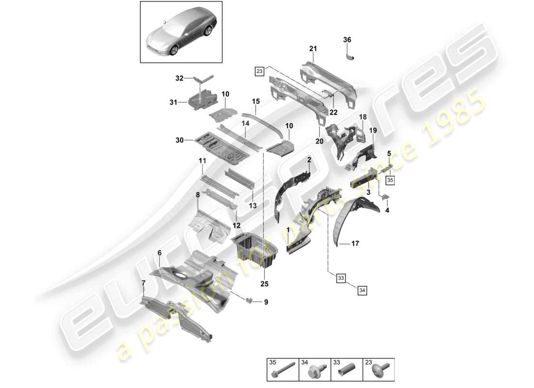 a part diagram from the porsche panamera parts catalogue