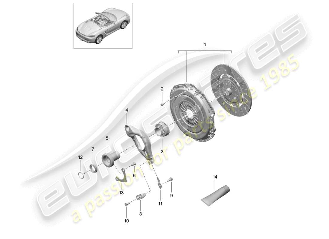 a part diagram from the porsche 2026 (718 boxster) parts catalogue