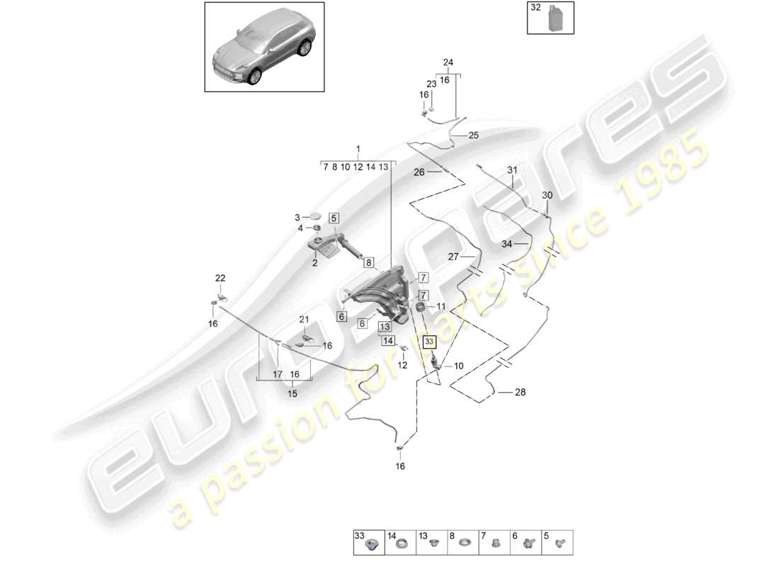 VIEW PARTS DIAGRAMS FROM THE PORSCHE MACAN PARTS CATALOGUE a part diagram from the porsche macan parts catalogue