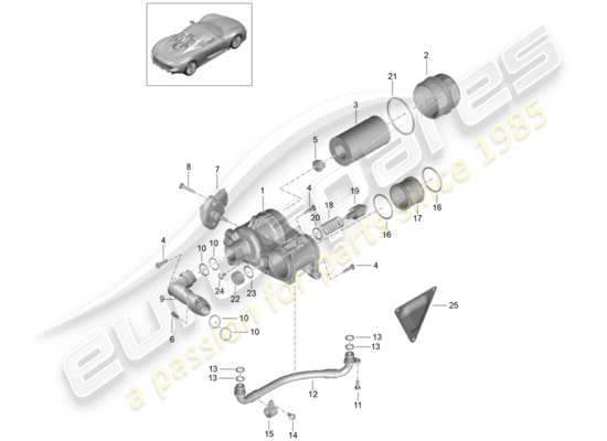 a part diagram from the porsche 918 spyder parts catalogue