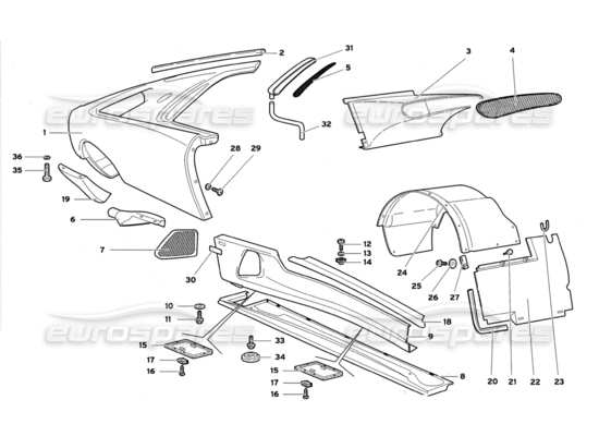 a part diagram from the lamborghini diablo parts catalogue