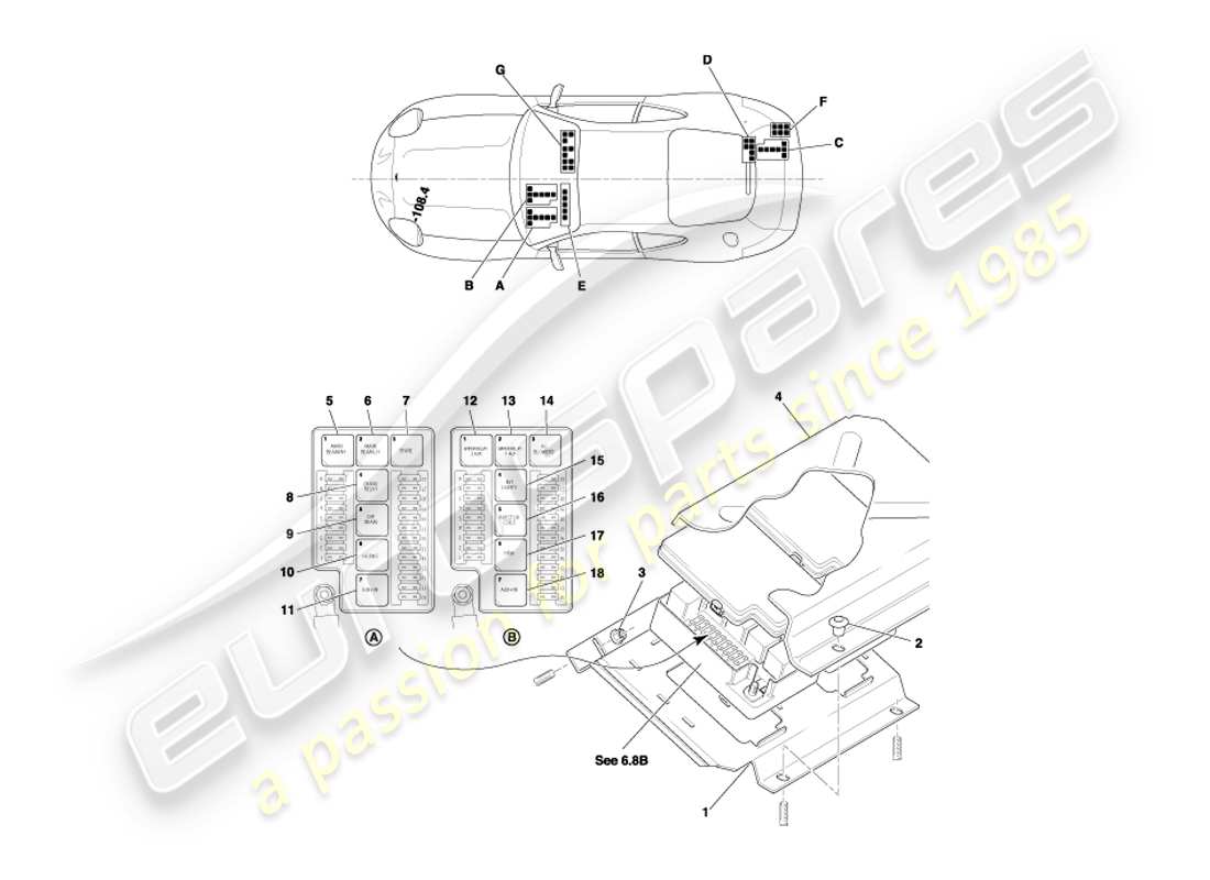 aston martin db7 vantage (2003) relays, to vin 300555 part diagram