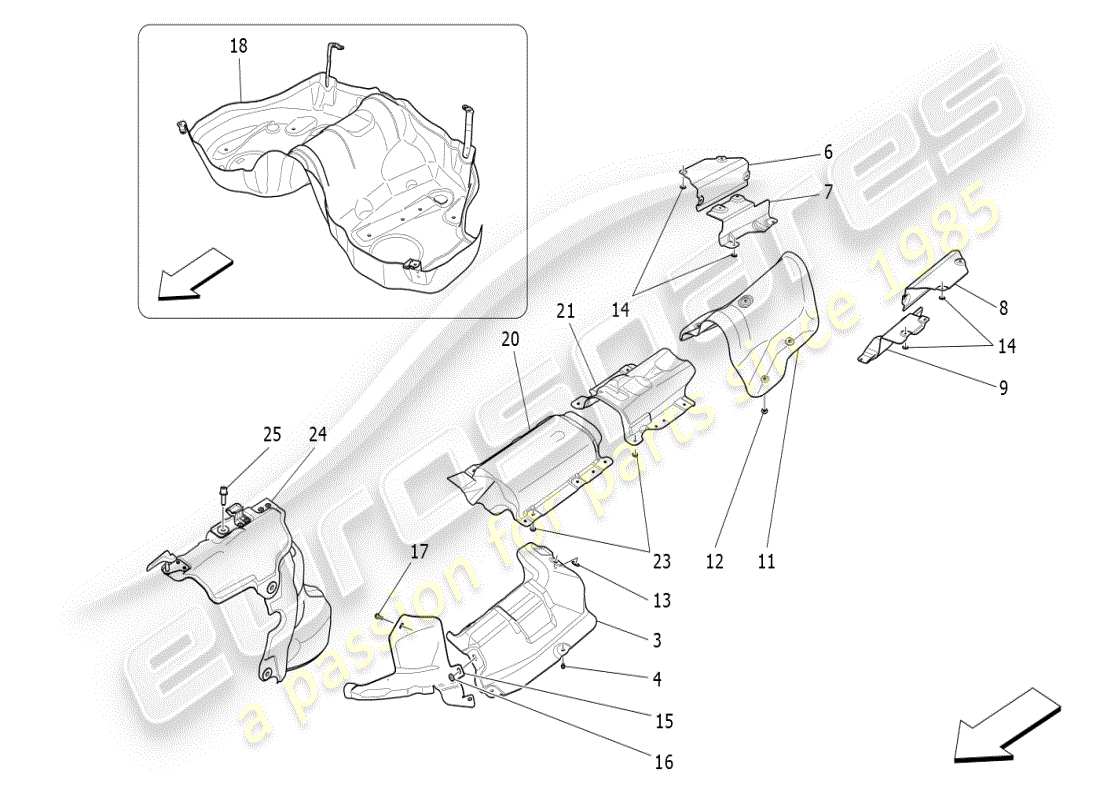 maserati ghibli (2021) thermal insulating panels part diagram