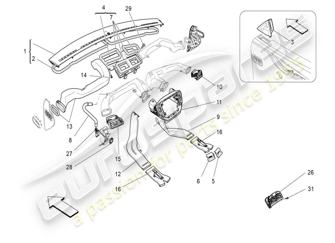 maserati ghibli (2021) a/c unit: diffusion part diagram