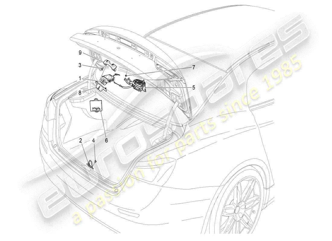 maserati ghibli (2021) rear lid opening control part diagram
