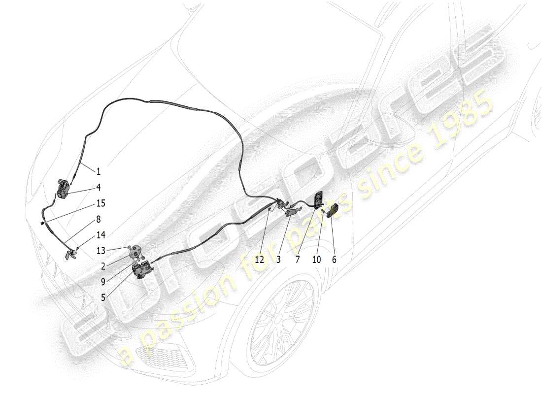 maserati grecale modena (2023) front lid opening button parts diagram