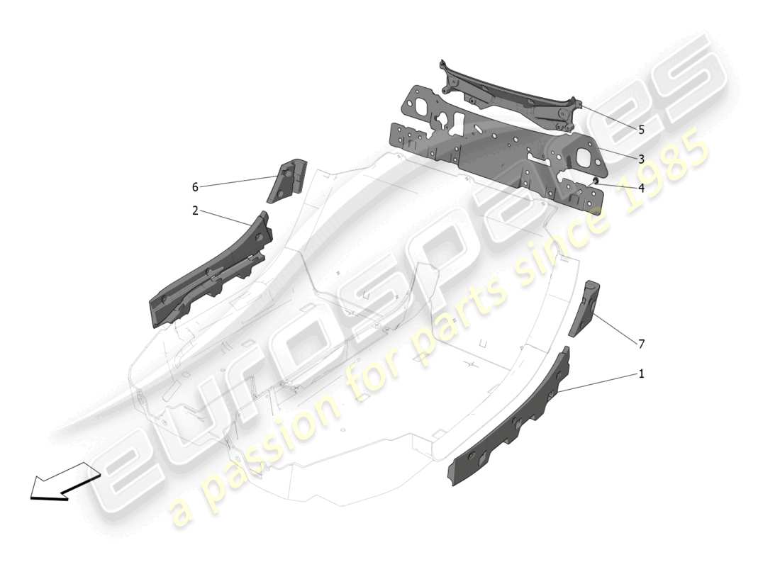 maserati mc20 (2022) sound-proofing panels inside the vehicle parts diagram
