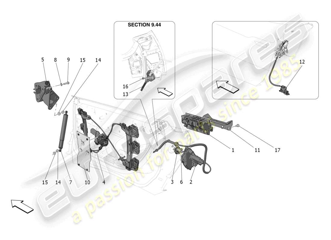 maserati mc20 (2022) doors: mechanisms parts diagram