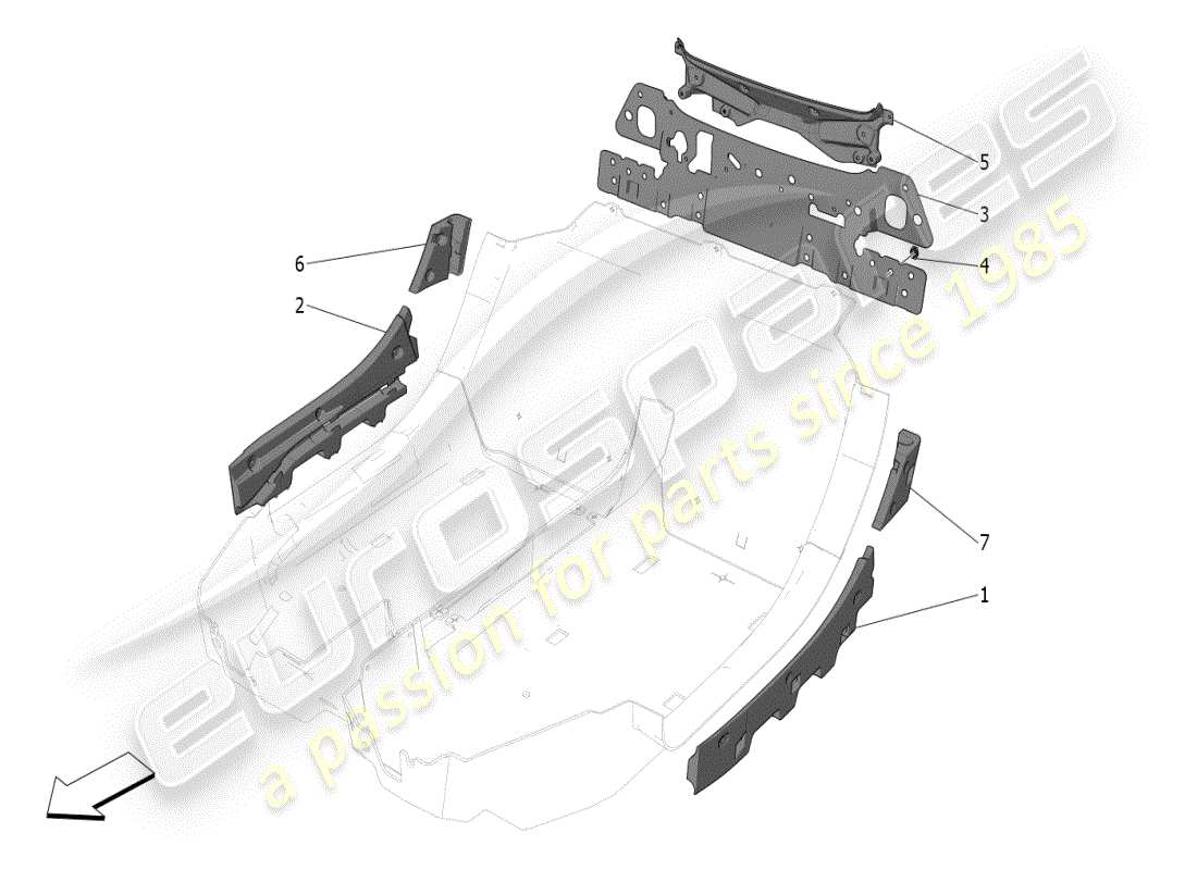 maserati mc20 (2024) sound-proofing panels inside the vehicle part diagram