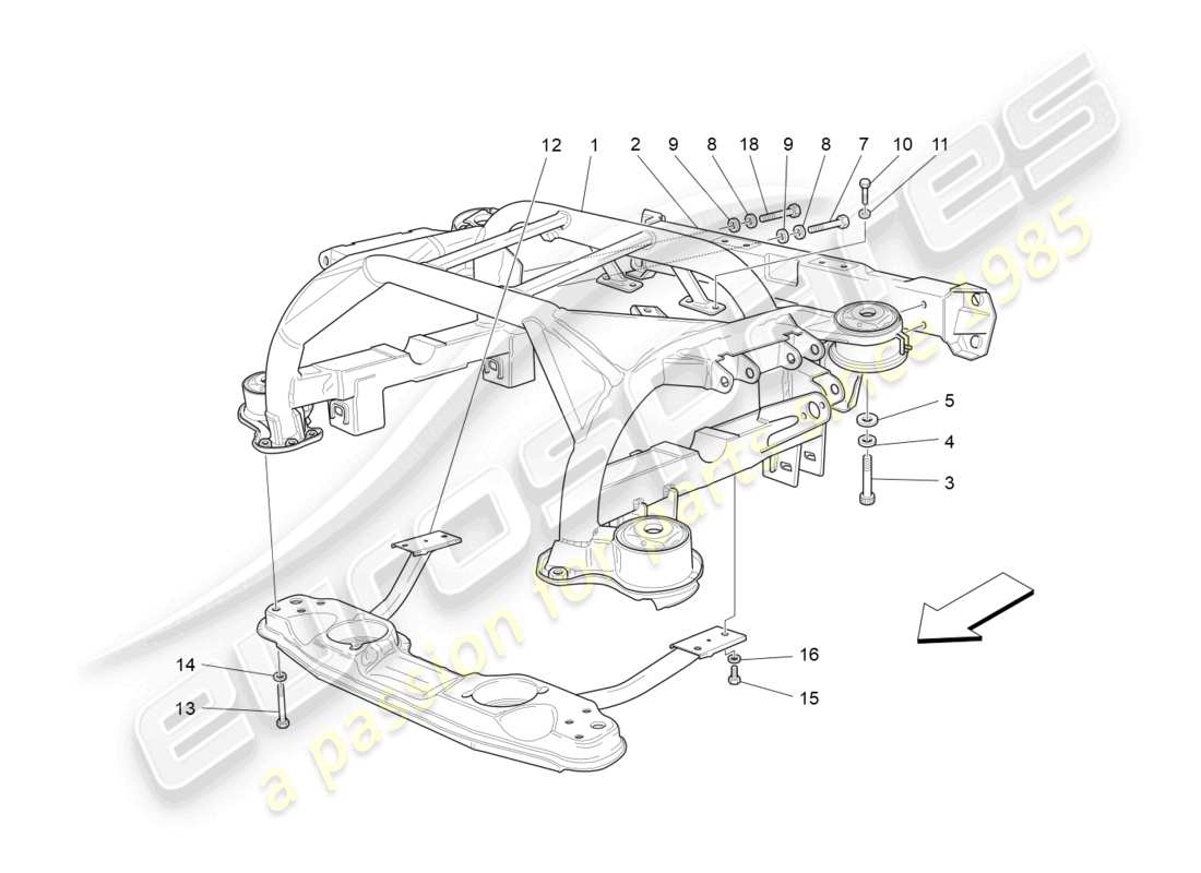 maserati granturismo mc stradale (2012) rear chassis parts diagram