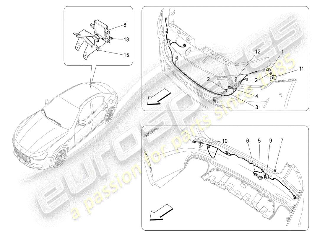 maserati ghibli (2019) parking sensors part diagram