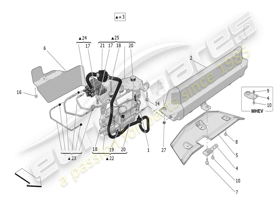maserati grecale modena (2023) air suspension system parts diagram