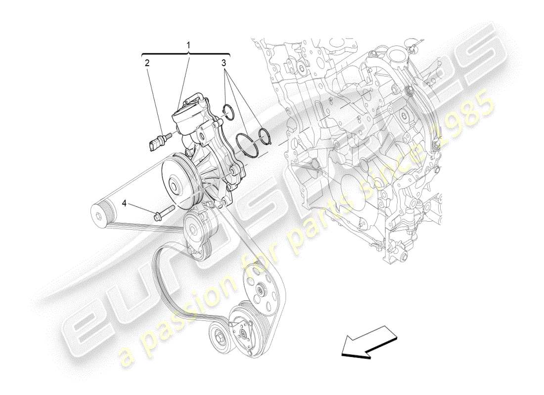 maserati ghibli (2019) cooling system: water pump part diagram