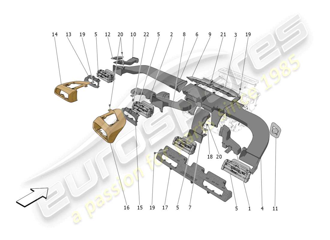 maserati mc20 (2022) a/c unit: diffusion parts diagram