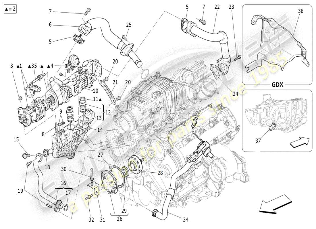 maserati ghibli (2019) oil vapour recirculation system part diagram