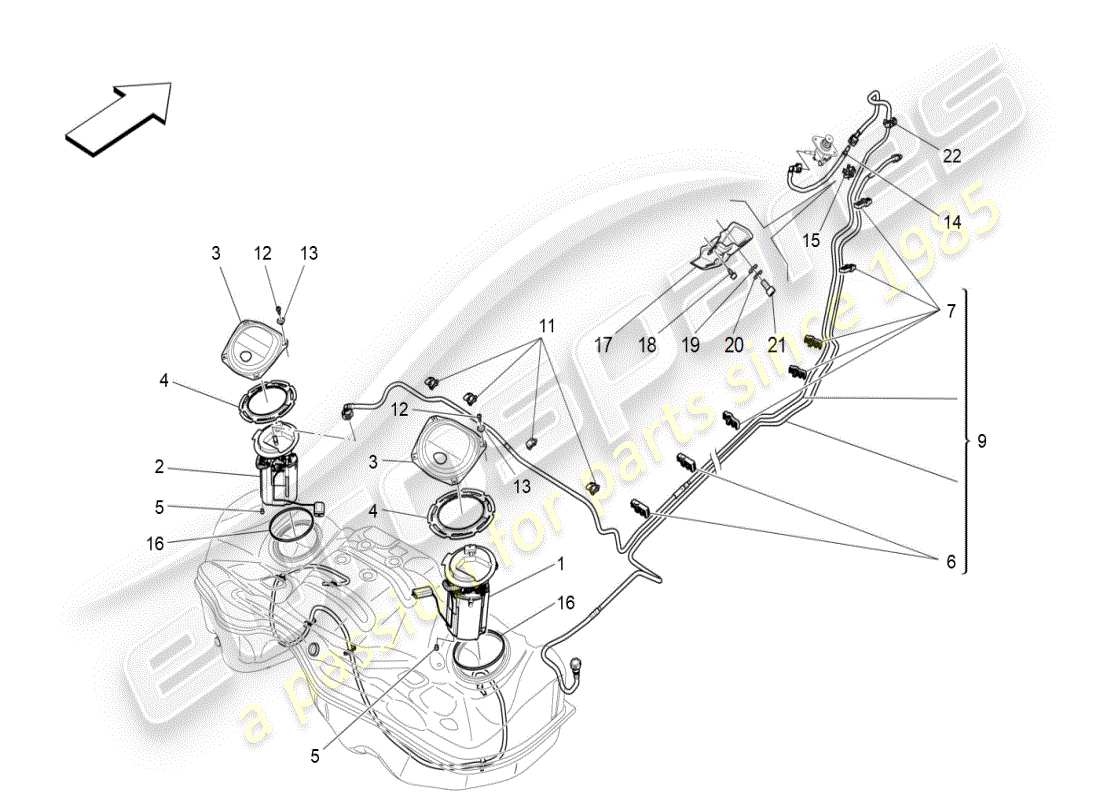 maserati ghibli (2019) fuel pumps and connection lines part diagram