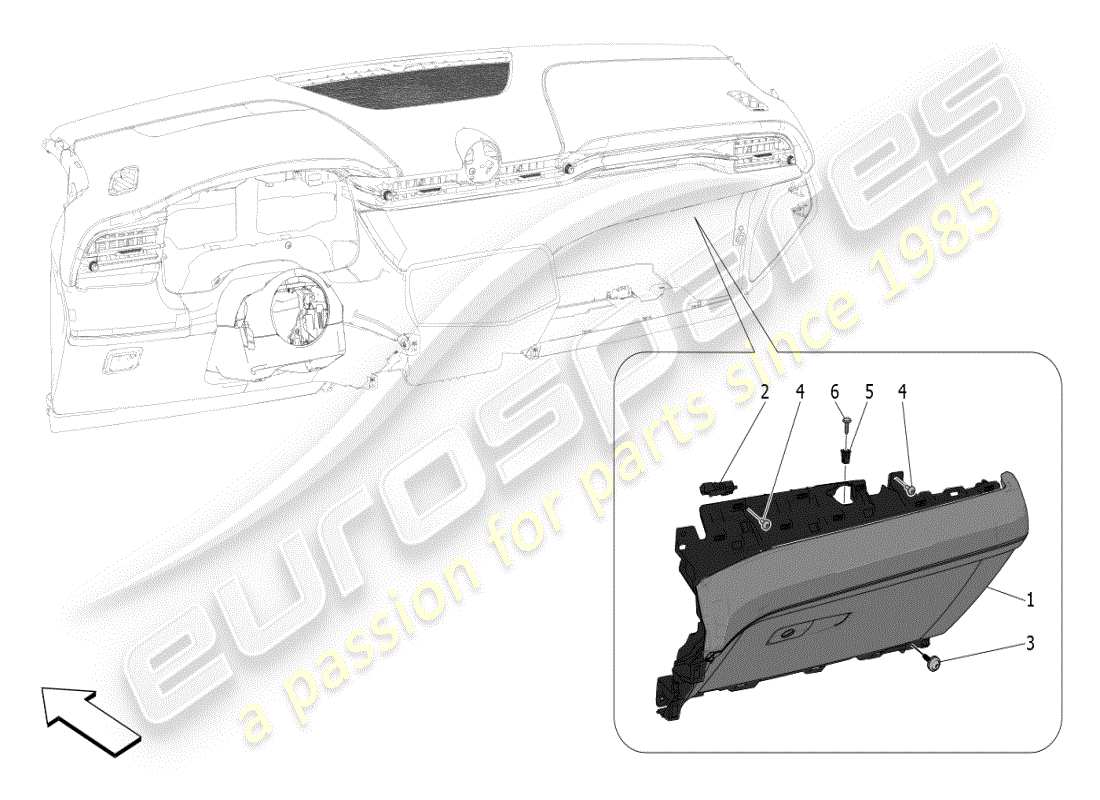 maserati grecale modena (2023) glove compartments parts diagram