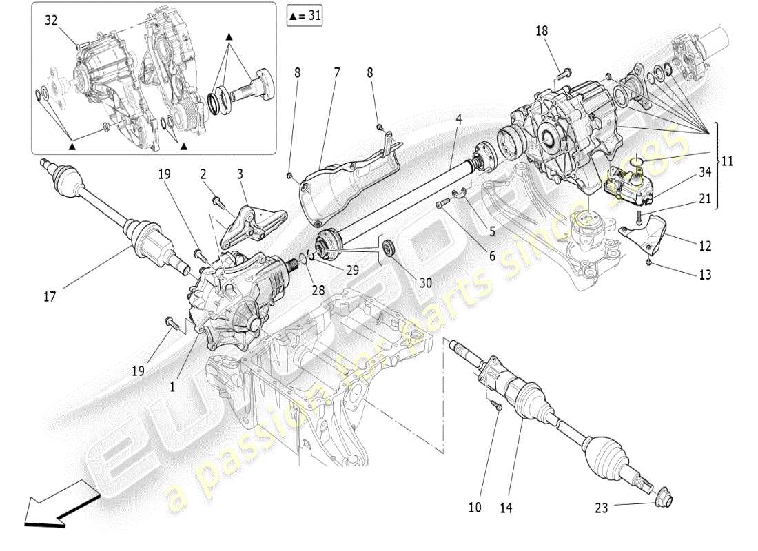 maserati ghibli (2021) front wheels transmission part diagram