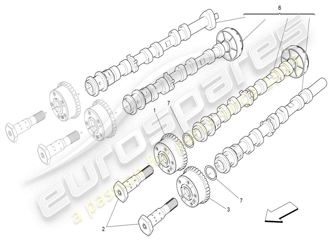 maserati ghibli (2021) lh cylinder head camshafts part diagram