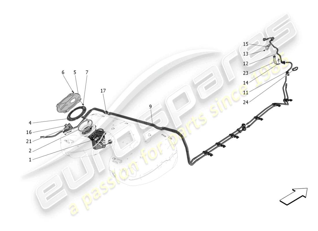 maserati grecale trofeo (2023) fuel pumps and connection lines part diagram