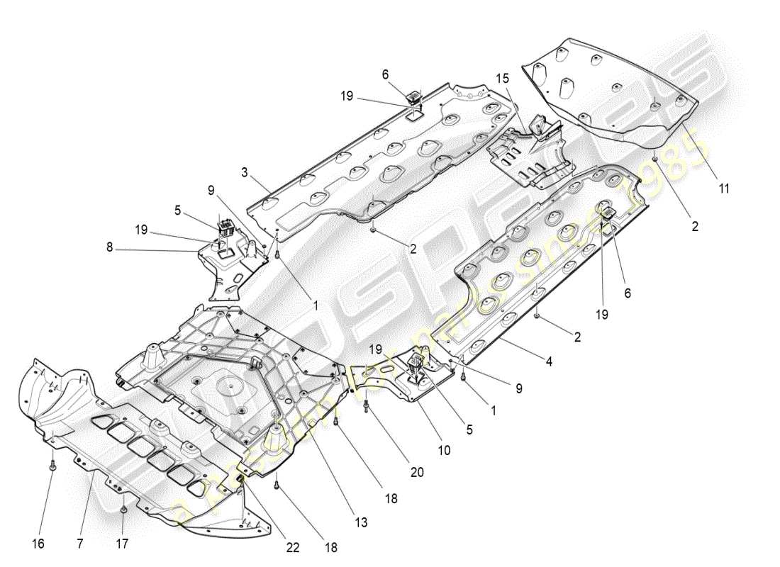 maserati ghibli (2021) underbody and underfloor guards part diagram