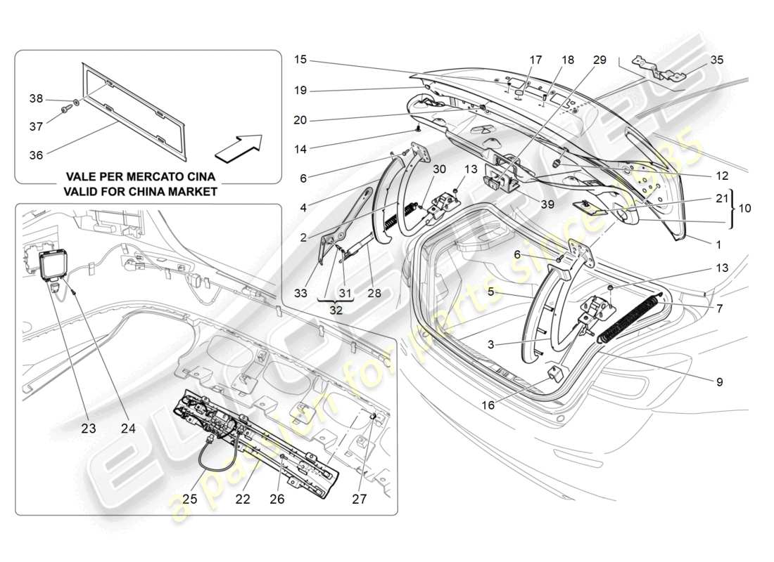 maserati ghibli (2017) rear lid parts diagram
