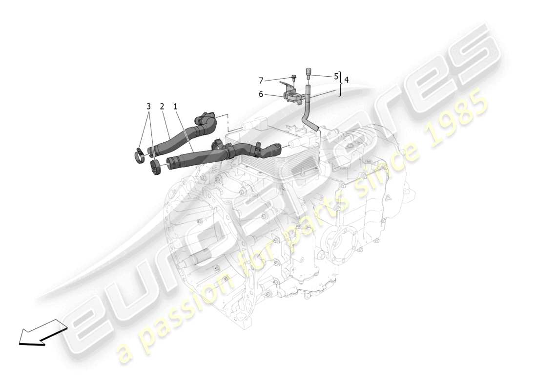 maserati mc20 cielo (2023) lubrication and gearbox oil cooling part diagram
