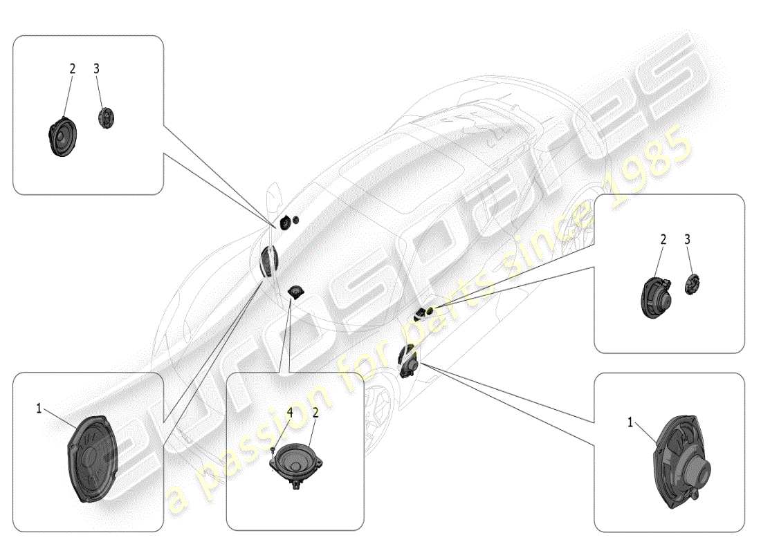 maserati mc20 (2024) sound diffusion system part diagram