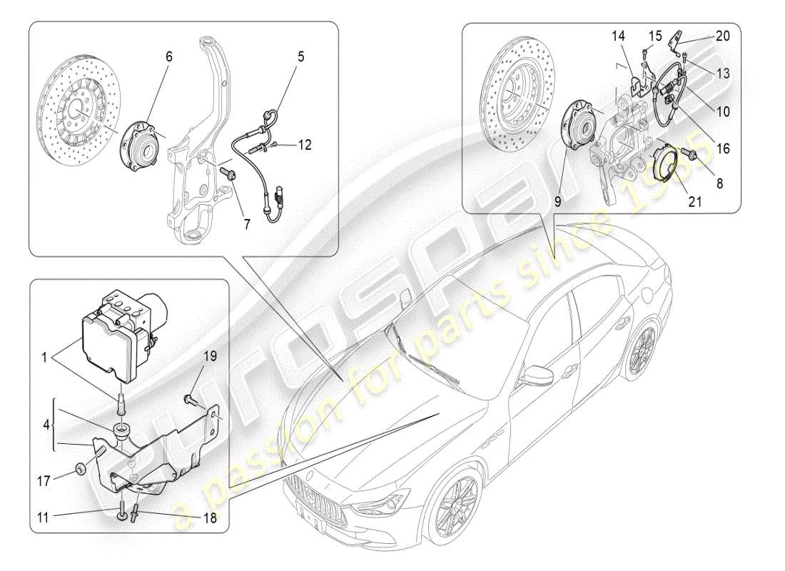 maserati ghibli (2019) braking control systems part diagram