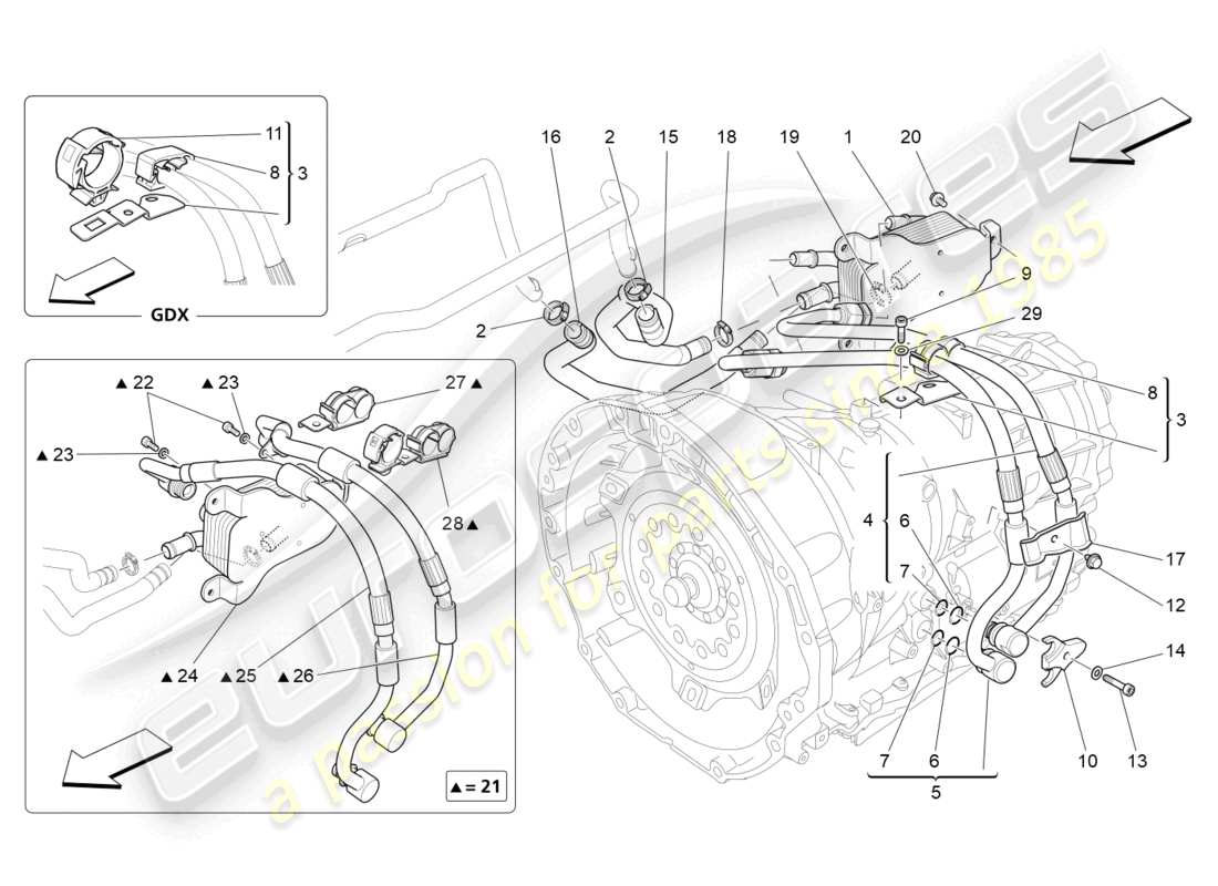 maserati quattroporte (2018) lubrication and gearbox oil cooling part diagram