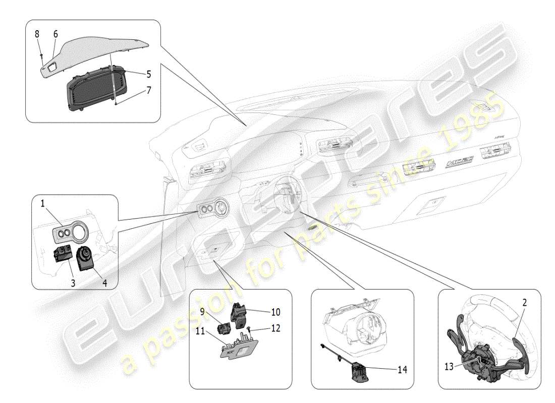 maserati mc20 (2024) dashboard devices part diagram