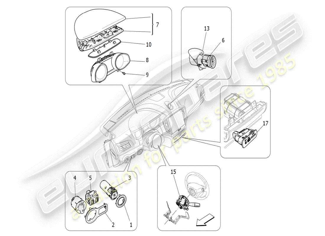 maserati ghibli (2020) dashboard devices part diagram
