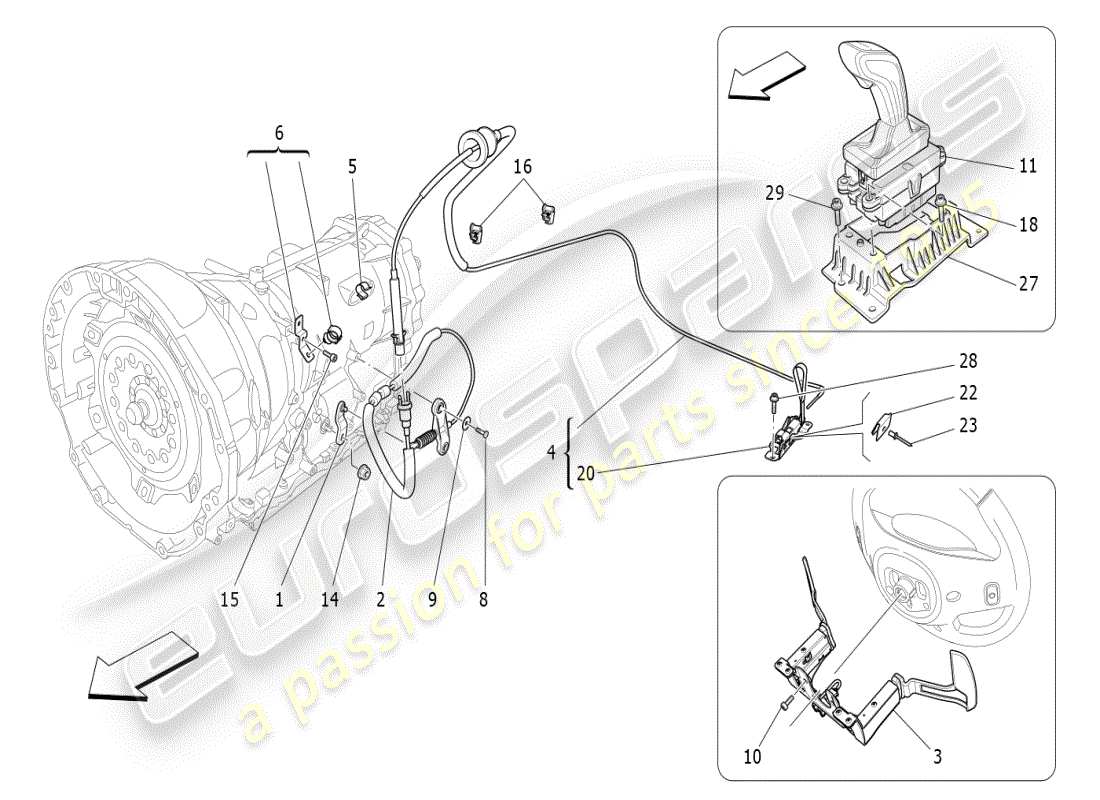 maserati ghibli (2020) driver controls for automatic gearbox part diagram