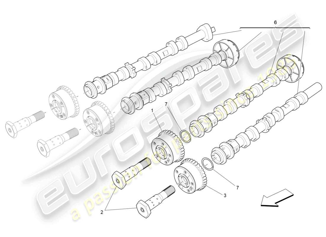 maserati ghibli (2018) lh cylinder head camshafts parts diagram