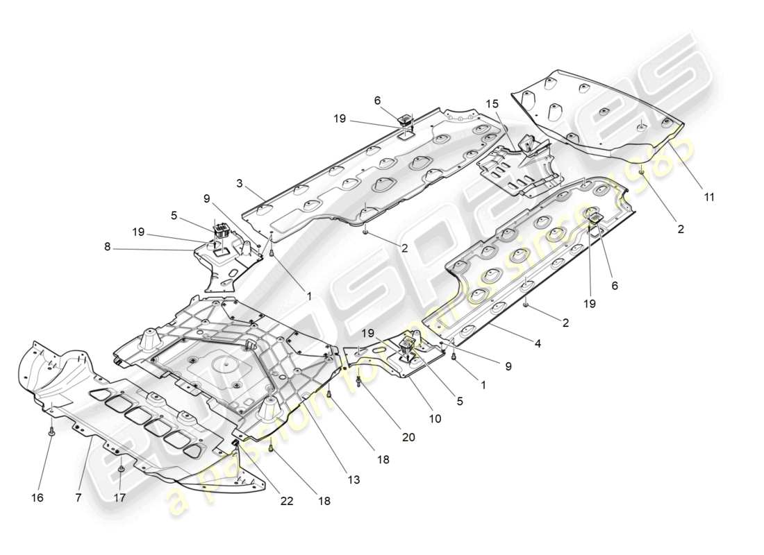 maserati ghibli (2017) underbody and underfloor guards parts diagram