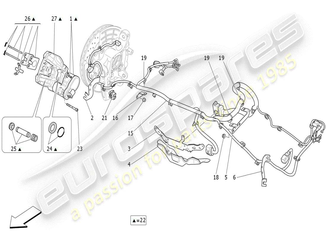 maserati ghibli (2020) parking brake part diagram