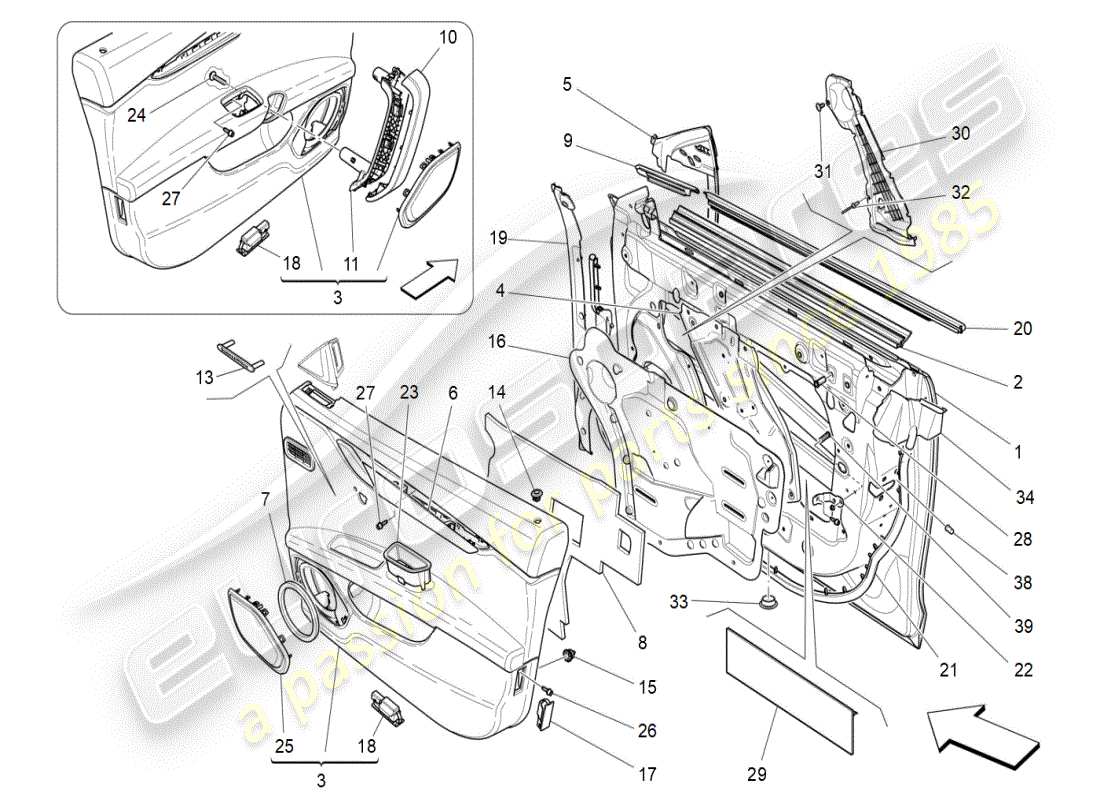 a part diagram from the maserati ghibli (2017 onwards) parts catalogue