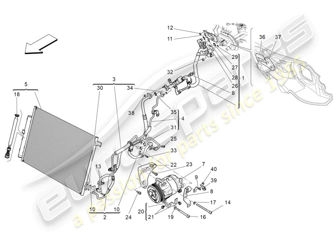 a part diagram from the maserati levante (2020) parts catalogue