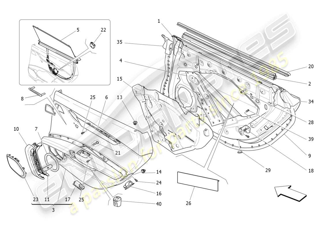 a part diagram from the maserati quattroporte m156 (2017 onwards) parts catalogue