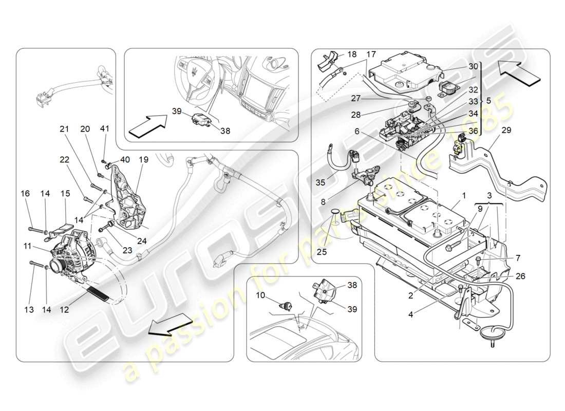 maserati levante gt (2022) energy generation and accumulation parts diagram
