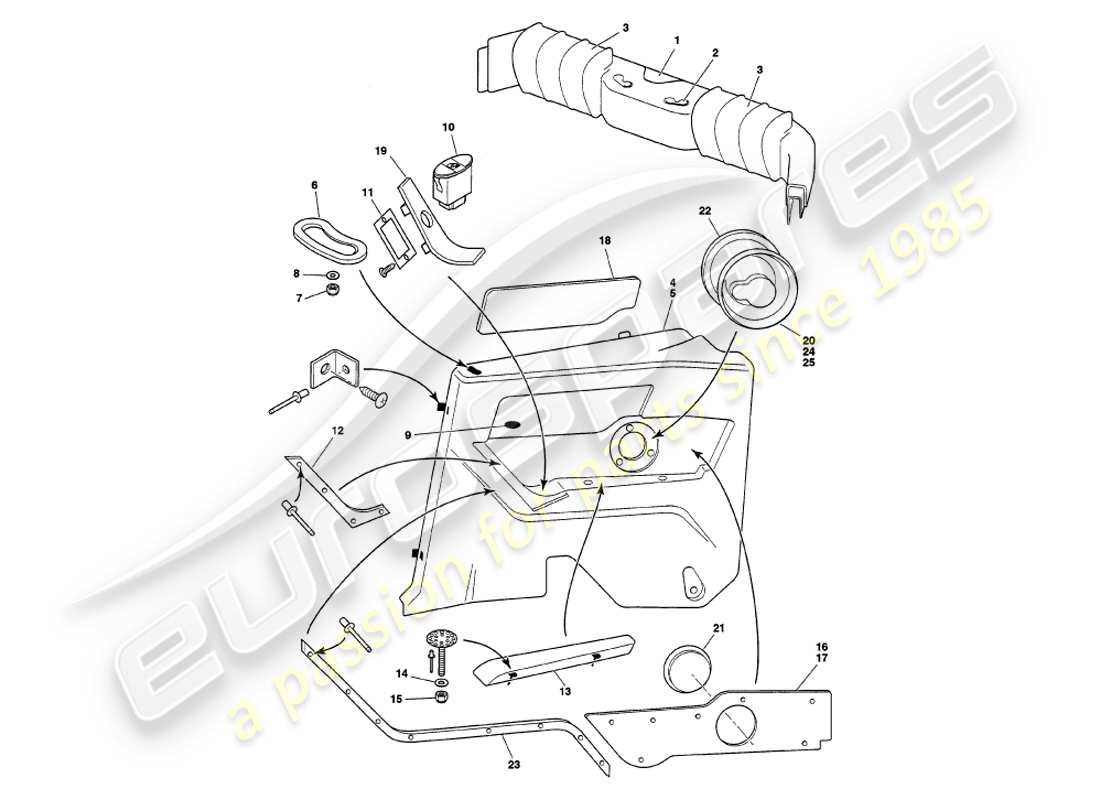 VIEW PARTS DIAGRAMS FROM THE ASTON MARTIN V8 VOLANTE PARTS CATALOGUE a part diagram from the aston martin v8 volante parts catalogue